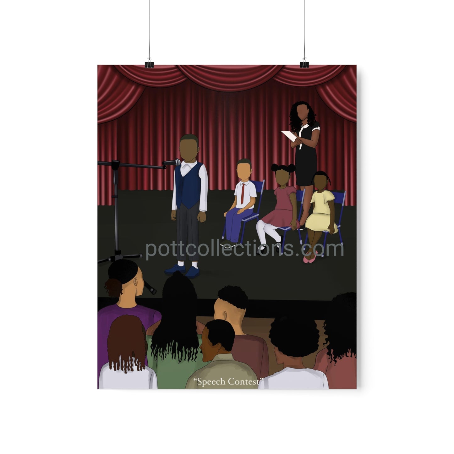 "Speech Contest" Black Art Poster