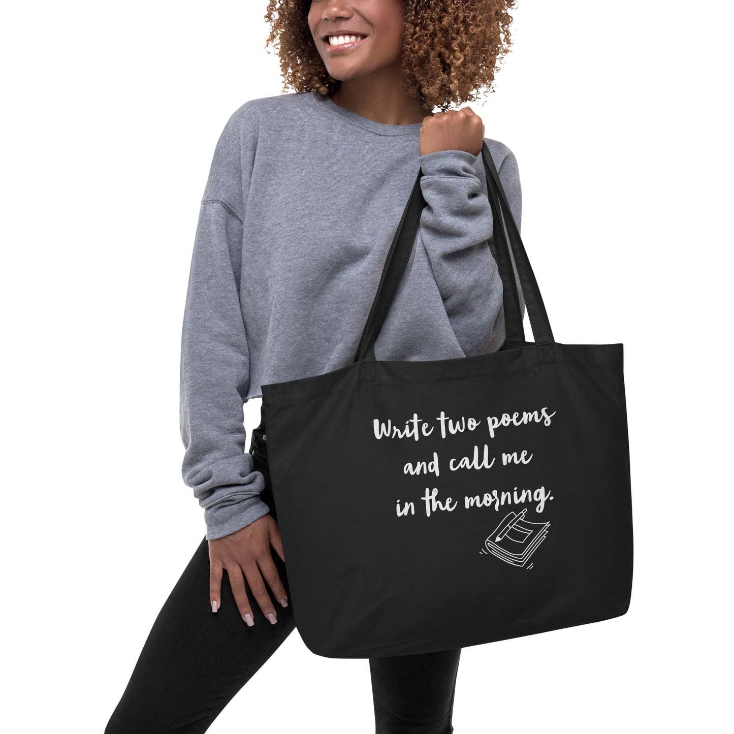 Poetry Themed Large organic tote bag