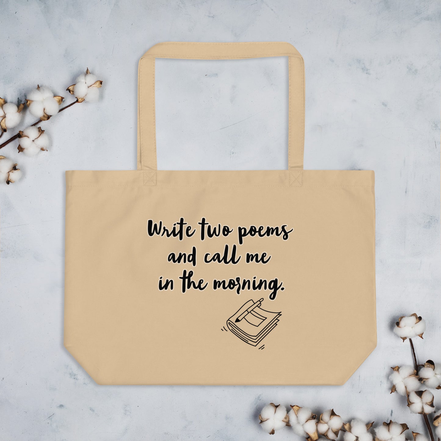 Poetry themed Large organic tote bag