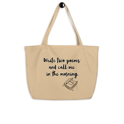 Poetry themed Large organic tote bag