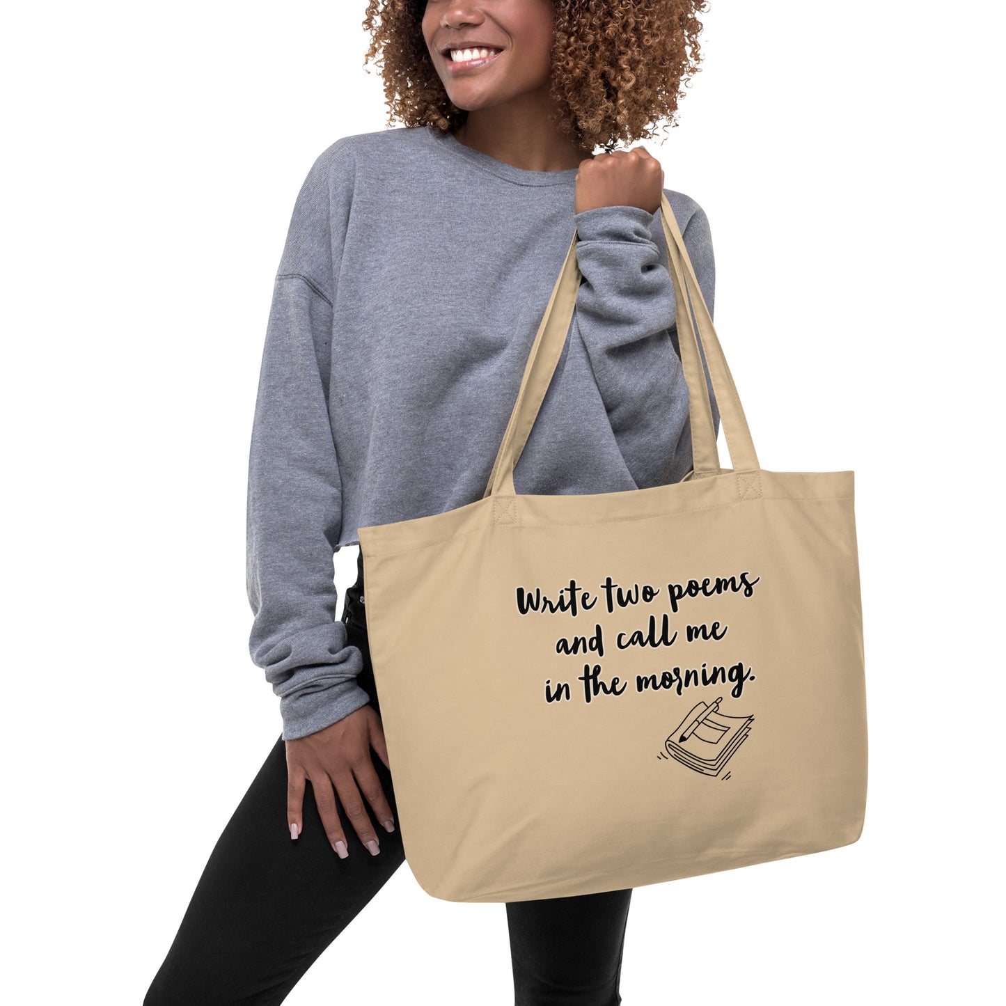 Poetry themed Large organic tote bag