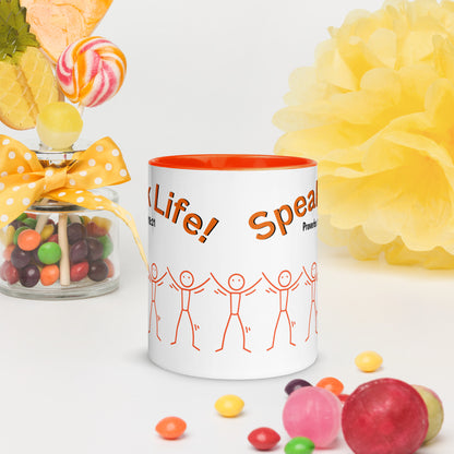 Speak Life! Proverbs 18:21 Scripture Coffee Mug with Color Inside