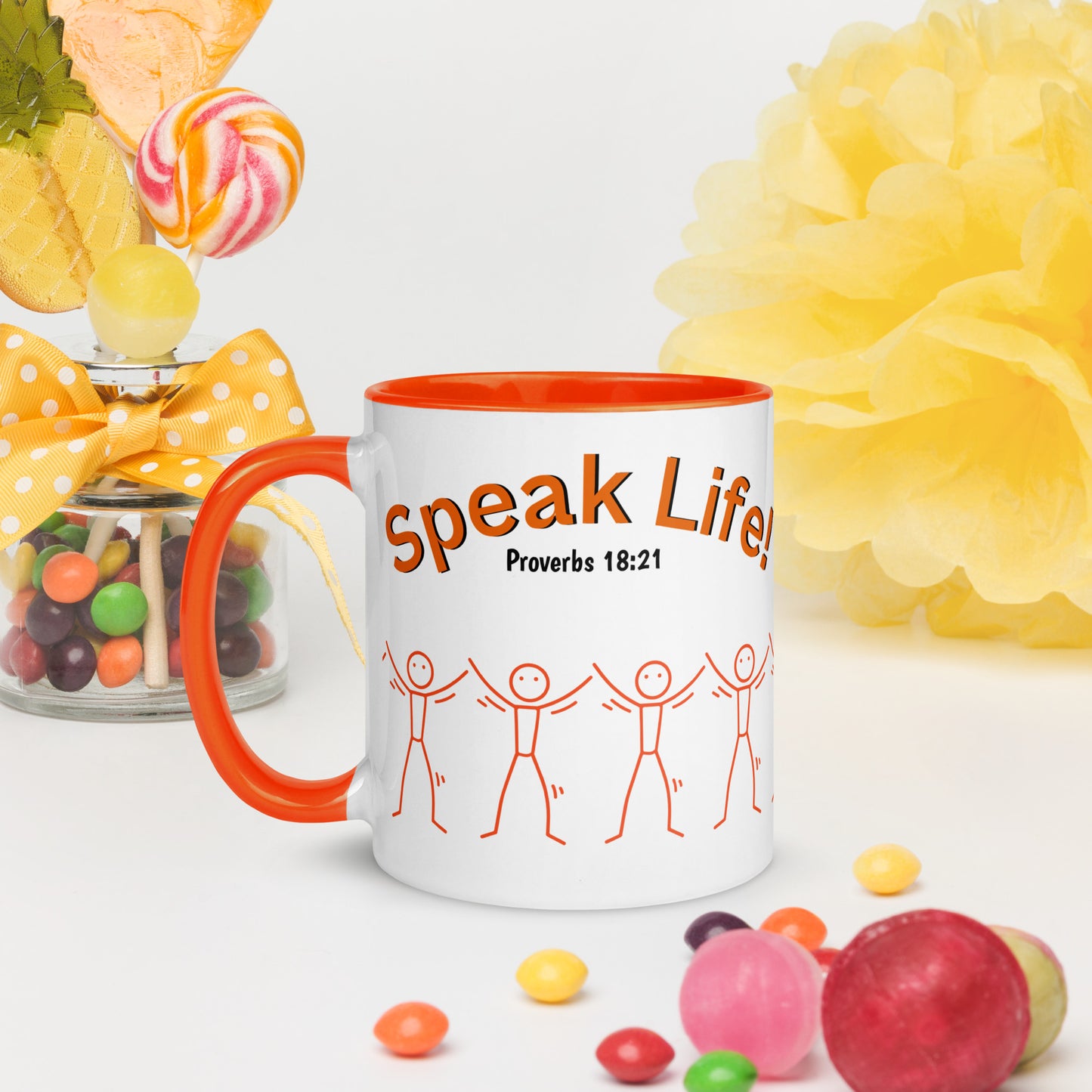 Speak Life! Proverbs 18:21 Scripture Coffee Mug with Color Inside