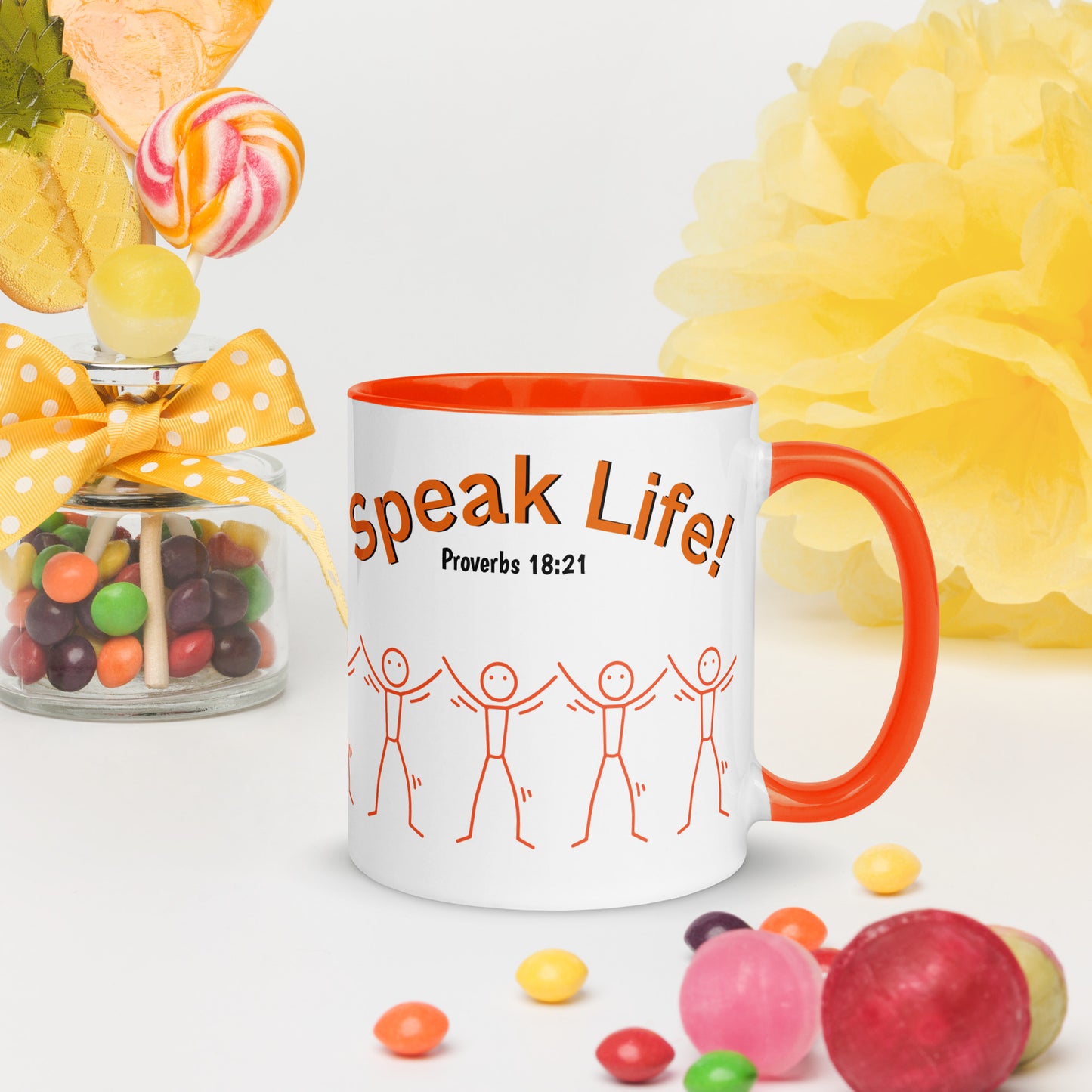 Speak Life! Proverbs 18:21 Scripture Coffee Mug with Color Inside